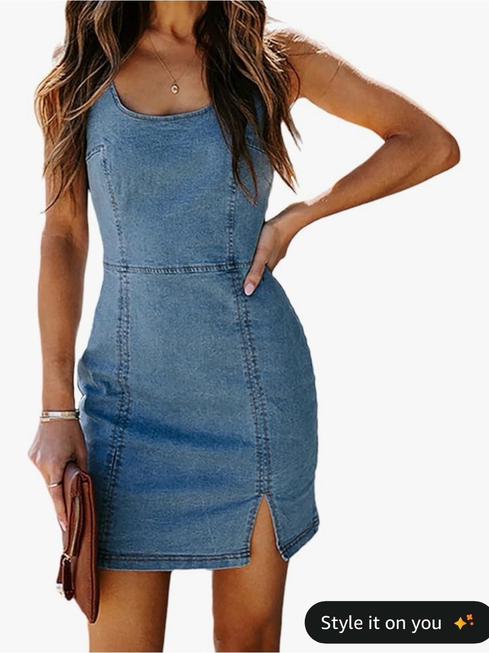 Denim Jean Bodycon Mini Dress - Blue